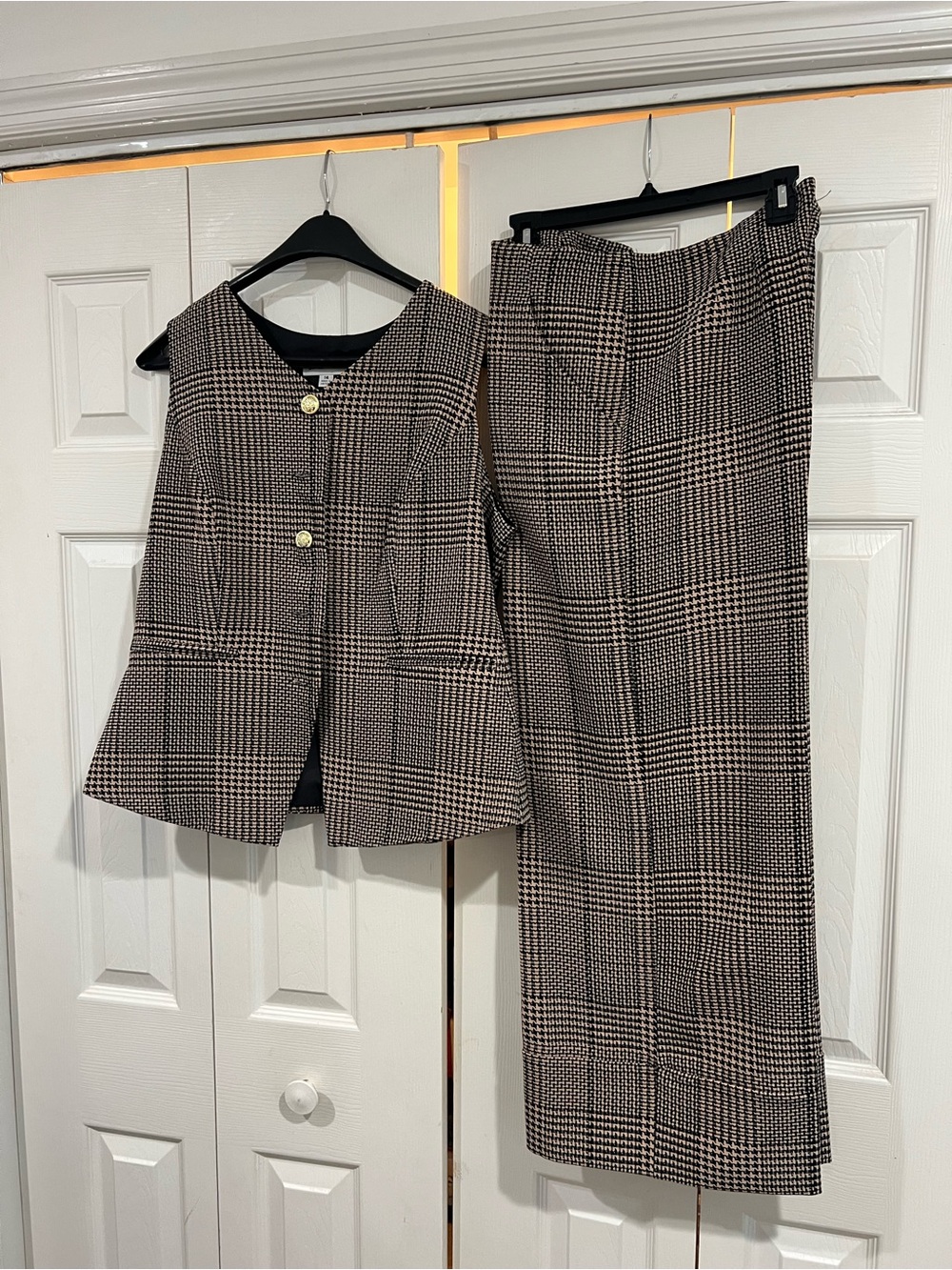 Women's Glen Plaid Wide-Leg Pants - Brown Plaid